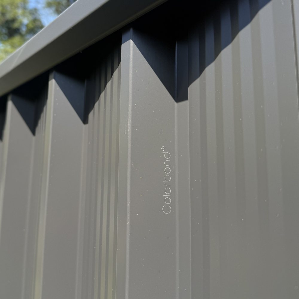 Close-up of a ColorBond steel fence panel